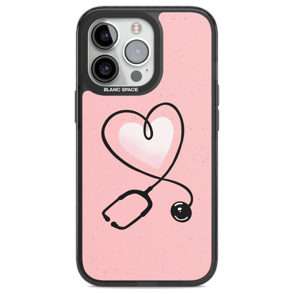 Medical Inspired Design Stethoscope Heart Phone Case iPhone 13 Pro / Black Impact Case,iPhone 14 Pro / Black Impact Case,iPhone 15 Pro Max / Black Impact Case,iPhone 15 Pro / Black Impact Case Blanc Space