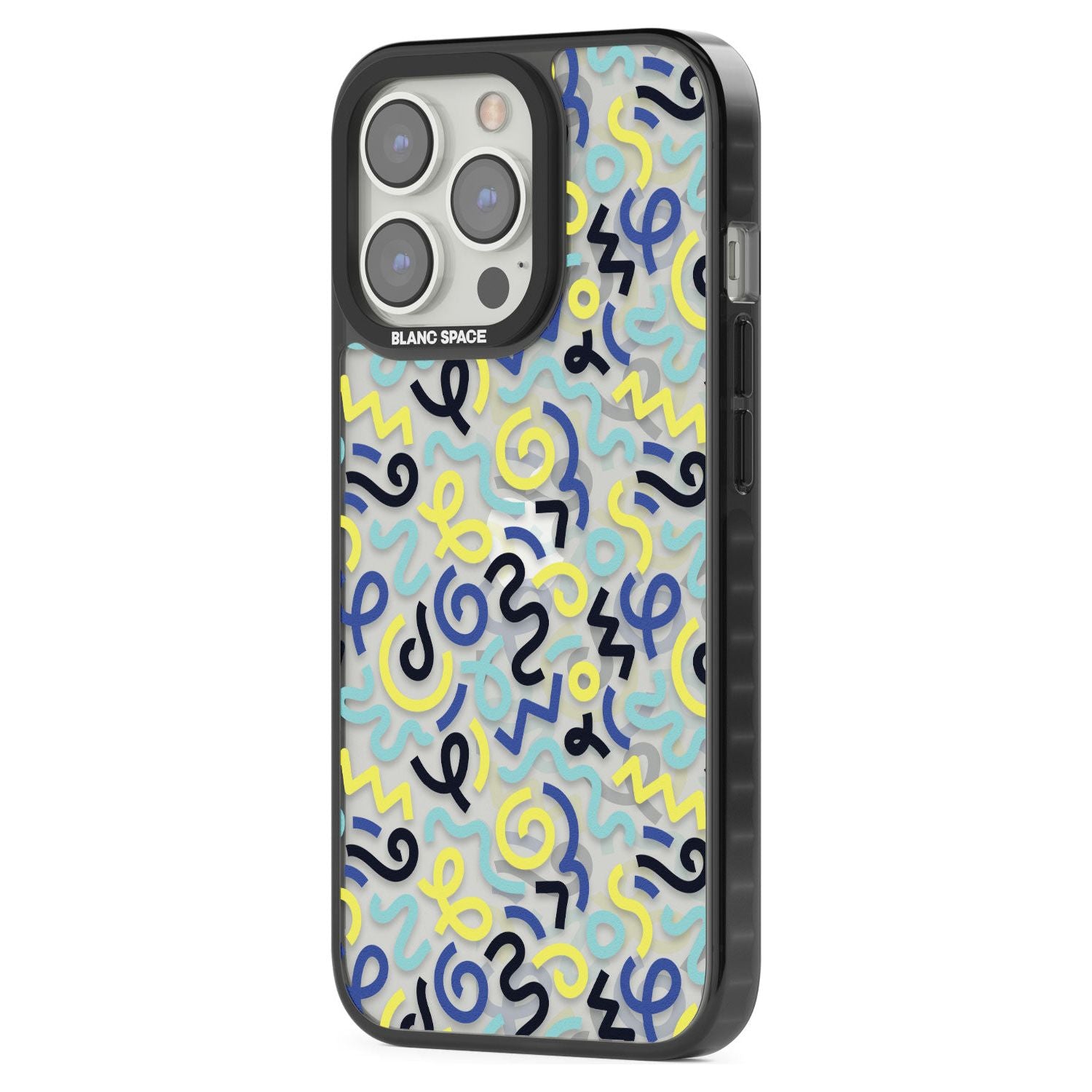 Blue & Yellow Shapes Memphis Retro Pattern Design