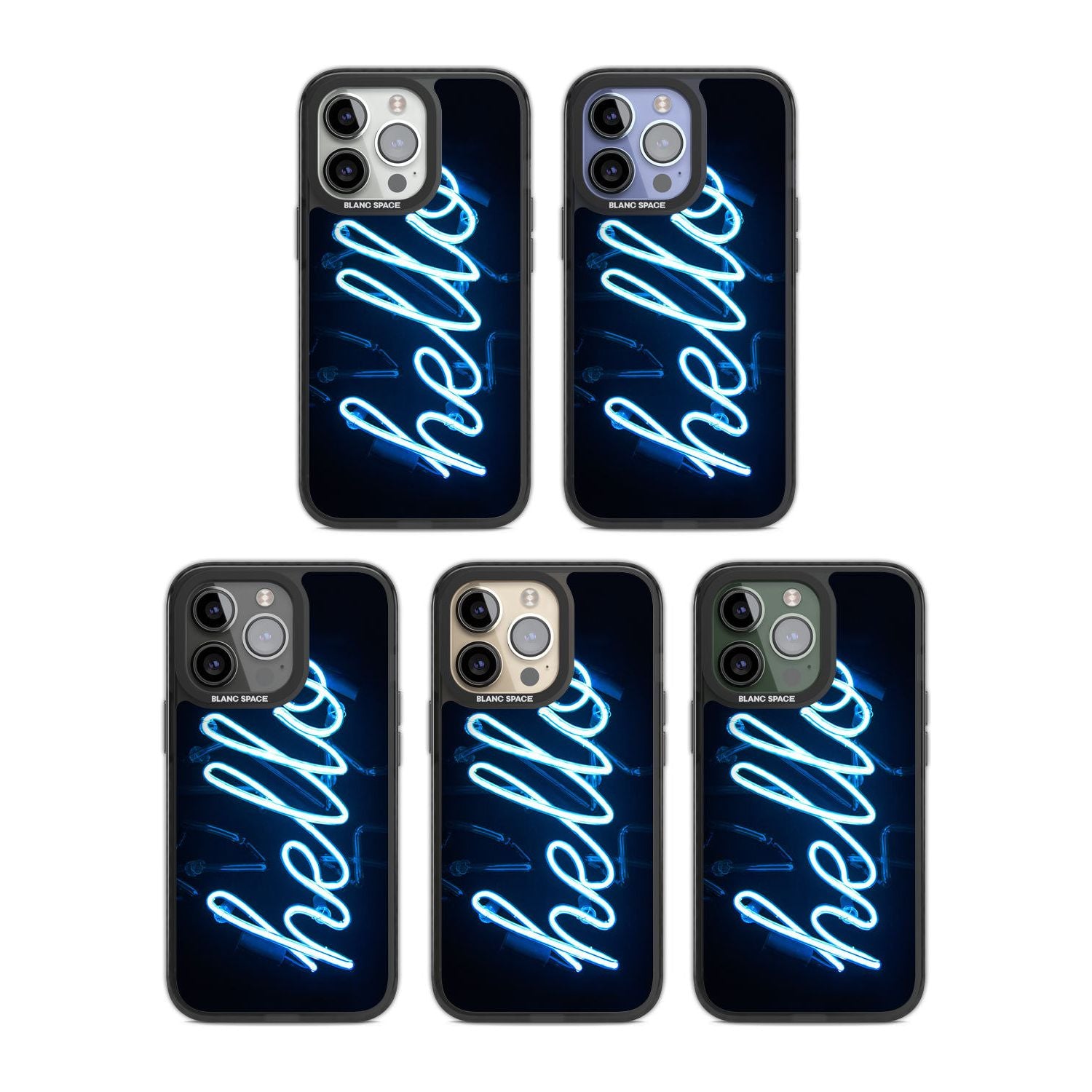 "Hello" Blue Cursive Neon Sign