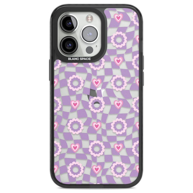 Checkered Love Pattern Phone Case iPhone 13 Pro / Black Impact Case,iPhone 14 Pro / Black Impact Case,iPhone 15 Pro Max / Black Impact Case,iPhone 15 Pro / Black Impact Case Blanc Space