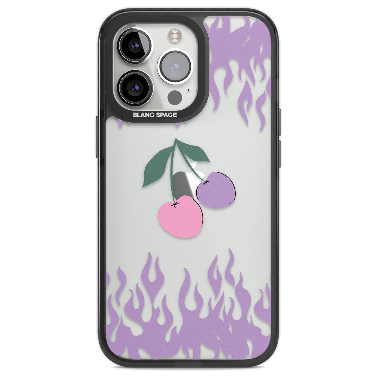 Cherries n' Flames Phone Case iPhone 13 Pro / Black Impact Case,iPhone 14 Pro / Black Impact Case,iPhone 15 Pro Max / Black Impact Case,iPhone 15 Pro / Black Impact Case Blanc Space