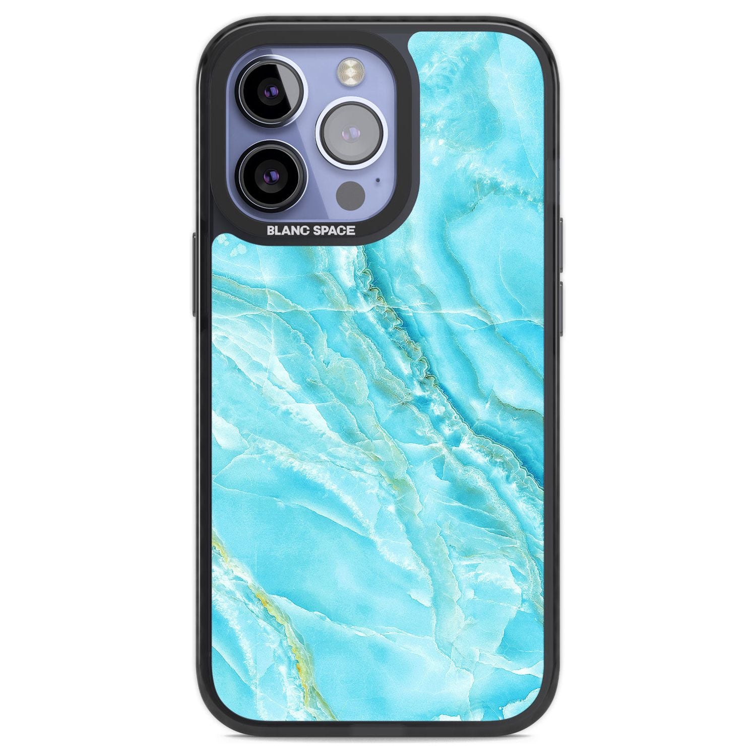 Bright Blue Onyx Marble Phone Case iPhone 13 Pro / Black Impact Case,iPhone 14 Pro / Black Impact Case,iPhone 15 Pro Max / Black Impact Case,iPhone 15 Pro / Black Impact Case Blanc Space