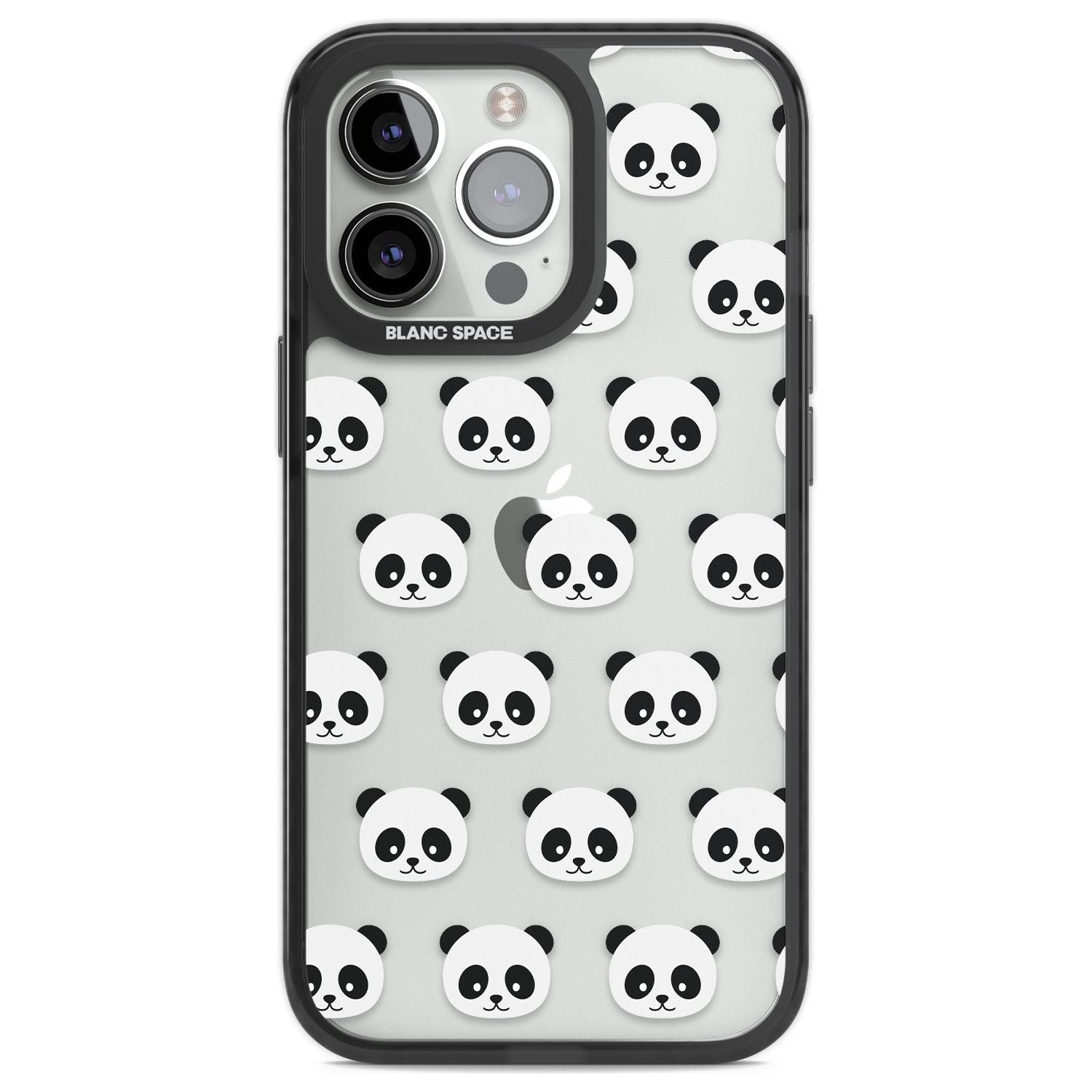Panda Face Pattern Phone Case iPhone 13 Pro / Black Impact Case,iPhone 14 Pro / Black Impact Case,iPhone 15 Pro Max / Black Impact Case,iPhone 15 Pro / Black Impact Case Blanc Space