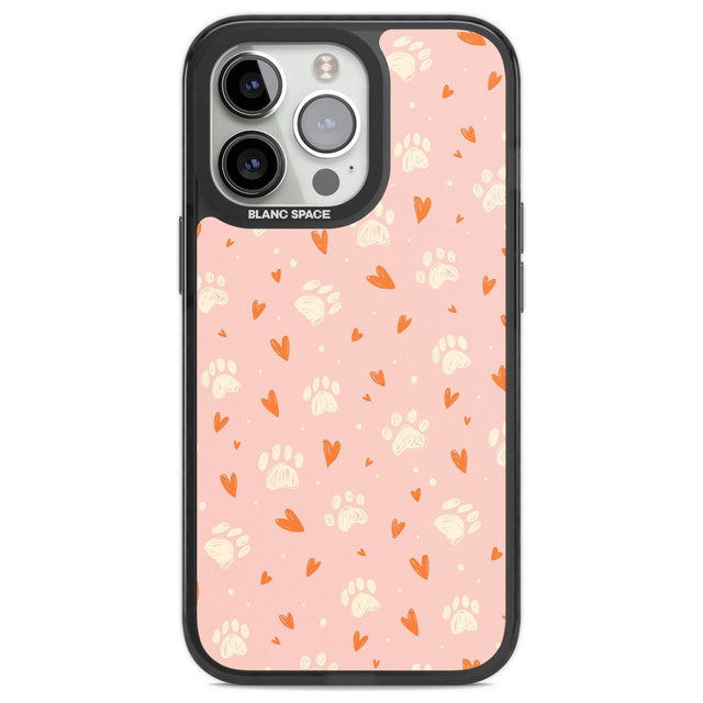 Paws & Hearts Pattern Phone Case iPhone 13 Pro / Black Impact Case,iPhone 14 Pro / Black Impact Case,iPhone 15 Pro Max / Black Impact Case,iPhone 15 Pro / Black Impact Case Blanc Space