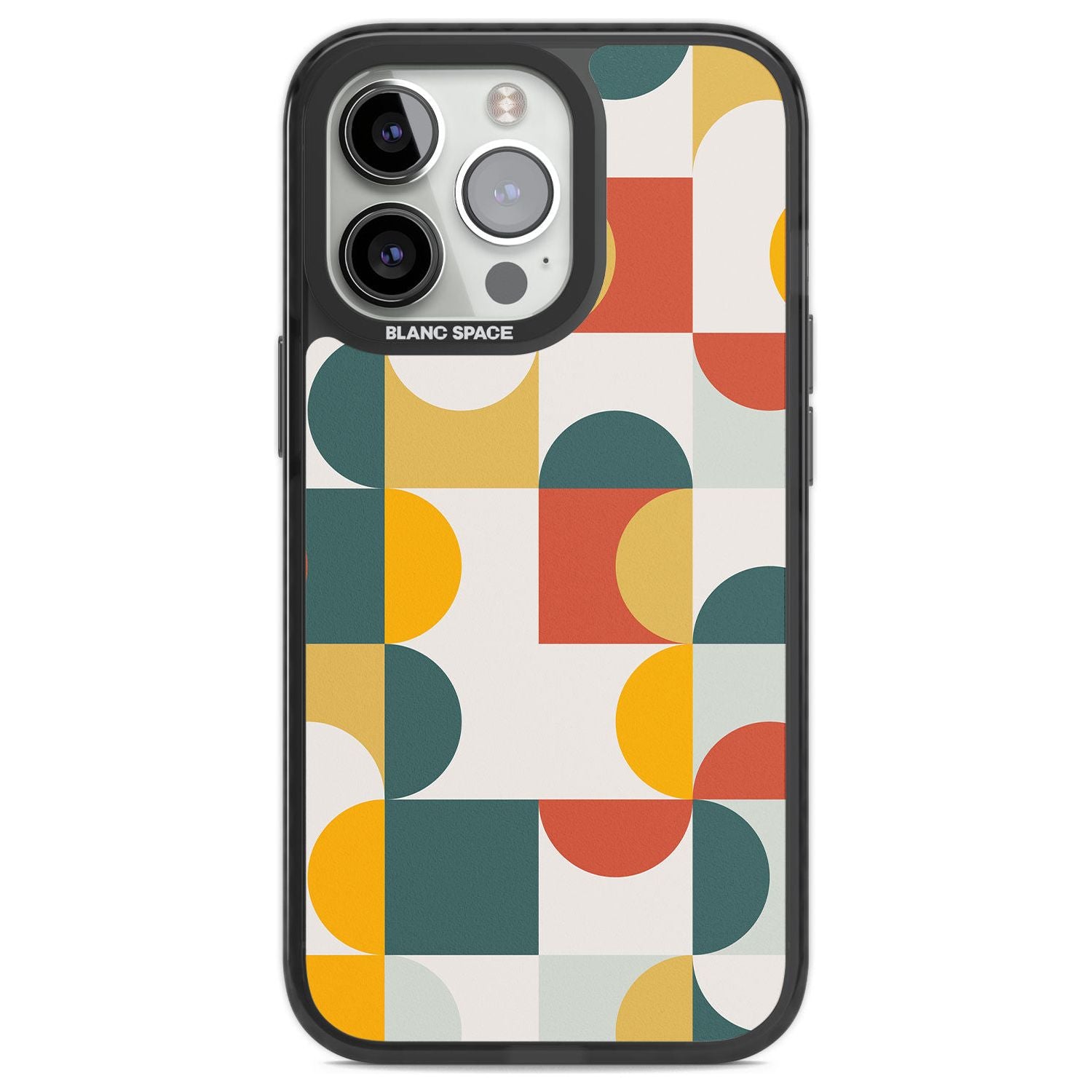 Abstract Retro Shapes: Muted Colour Mix Phone Case iPhone 13 Pro / Black Impact Case,iPhone 14 Pro / Black Impact Case,iPhone 15 Pro Max / Black Impact Case,iPhone 15 Pro / Black Impact Case Blanc Space