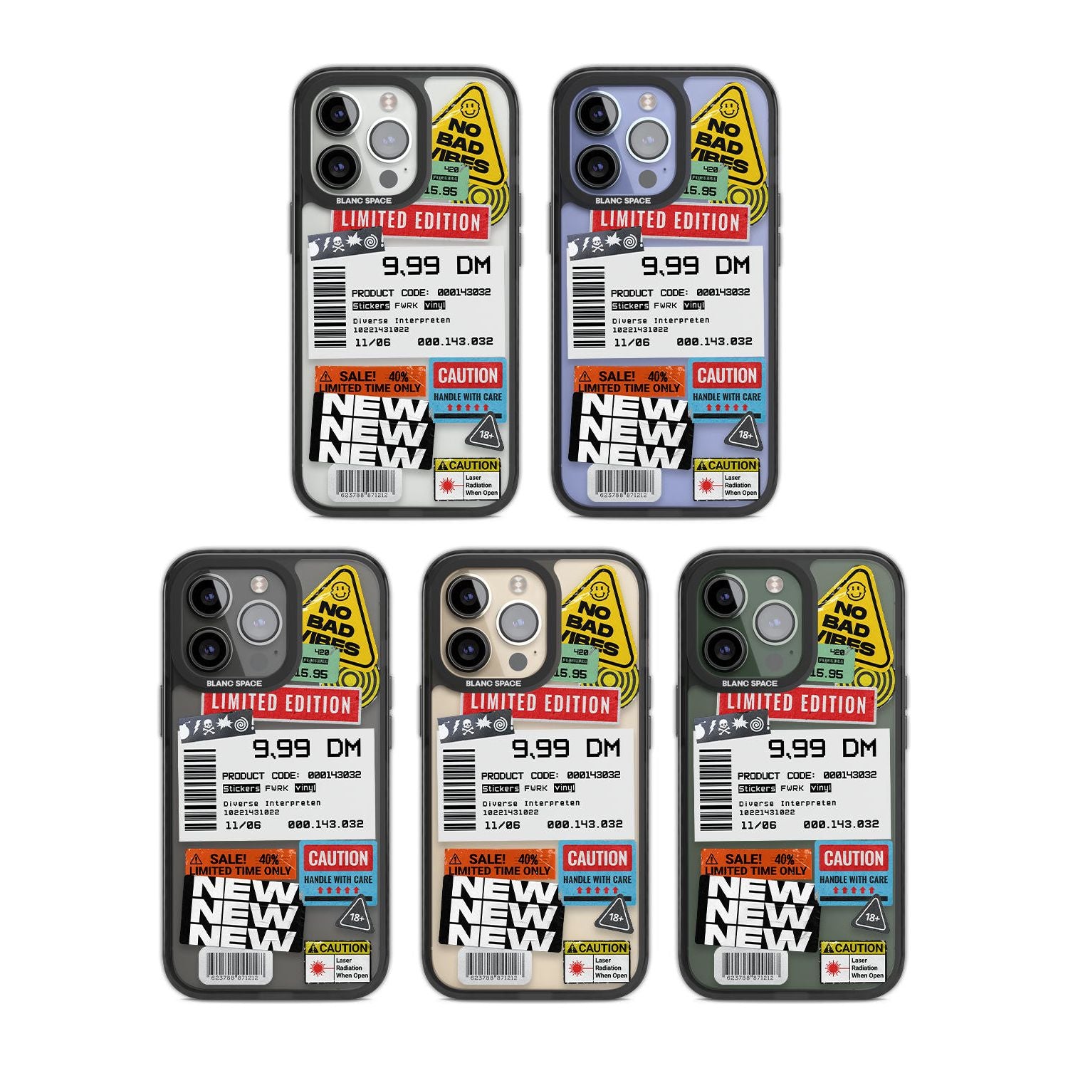 Barcode Sticker Mix Phone Case for iPhone 14 Pro