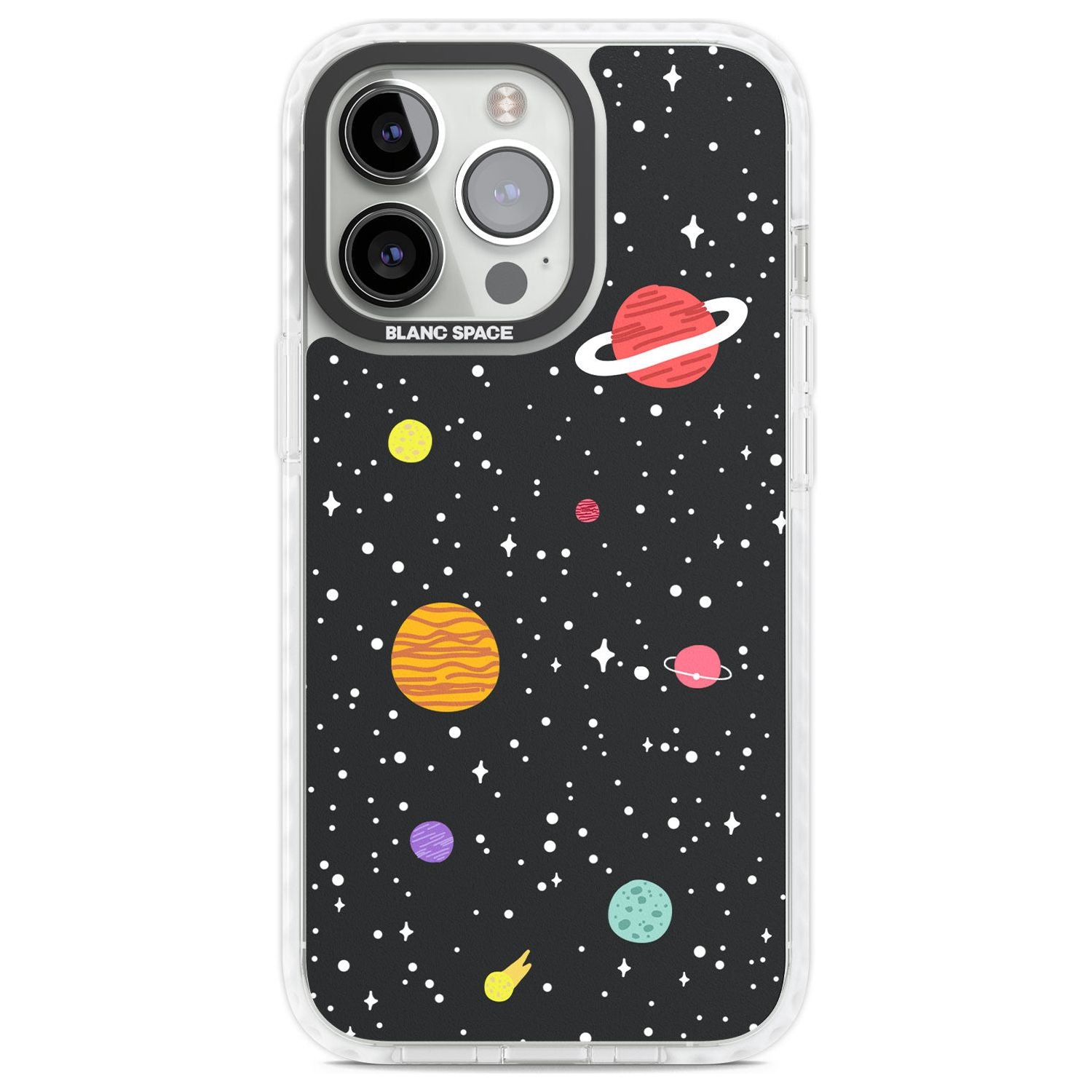 Cute Cartoon Planets Phone Case iPhone 13 Pro / Impact Case,iPhone 14 Pro / Impact Case,iPhone 15 Pro Max / Impact Case,iPhone 15 Pro / Impact Case Blanc Space