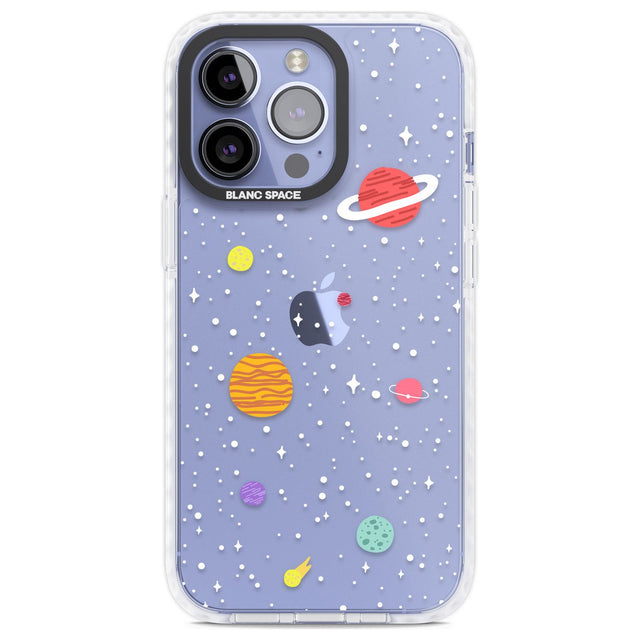 Cute Cartoon Planets (Clear) Phone Case iPhone 13 Pro / Impact Case,iPhone 14 Pro / Impact Case,iPhone 15 Pro Max / Impact Case,iPhone 15 Pro / Impact Case Blanc Space