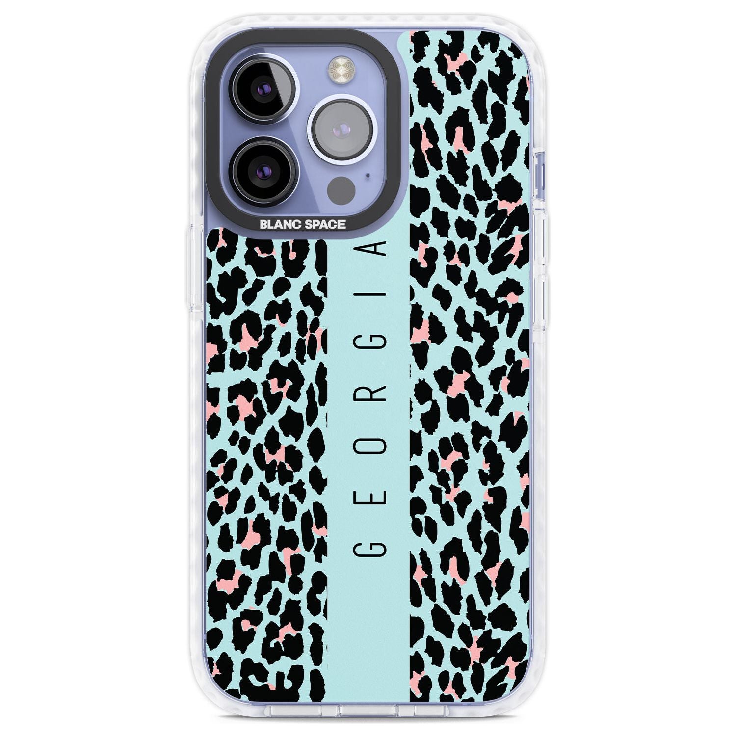 Personalised Blue Leopard Spots Custom Phone Case iPhone 13 Pro / Impact Case,iPhone 14 Pro / Impact Case,iPhone 15 Pro Max / Impact Case,iPhone 15 Pro / Impact Case Blanc Space