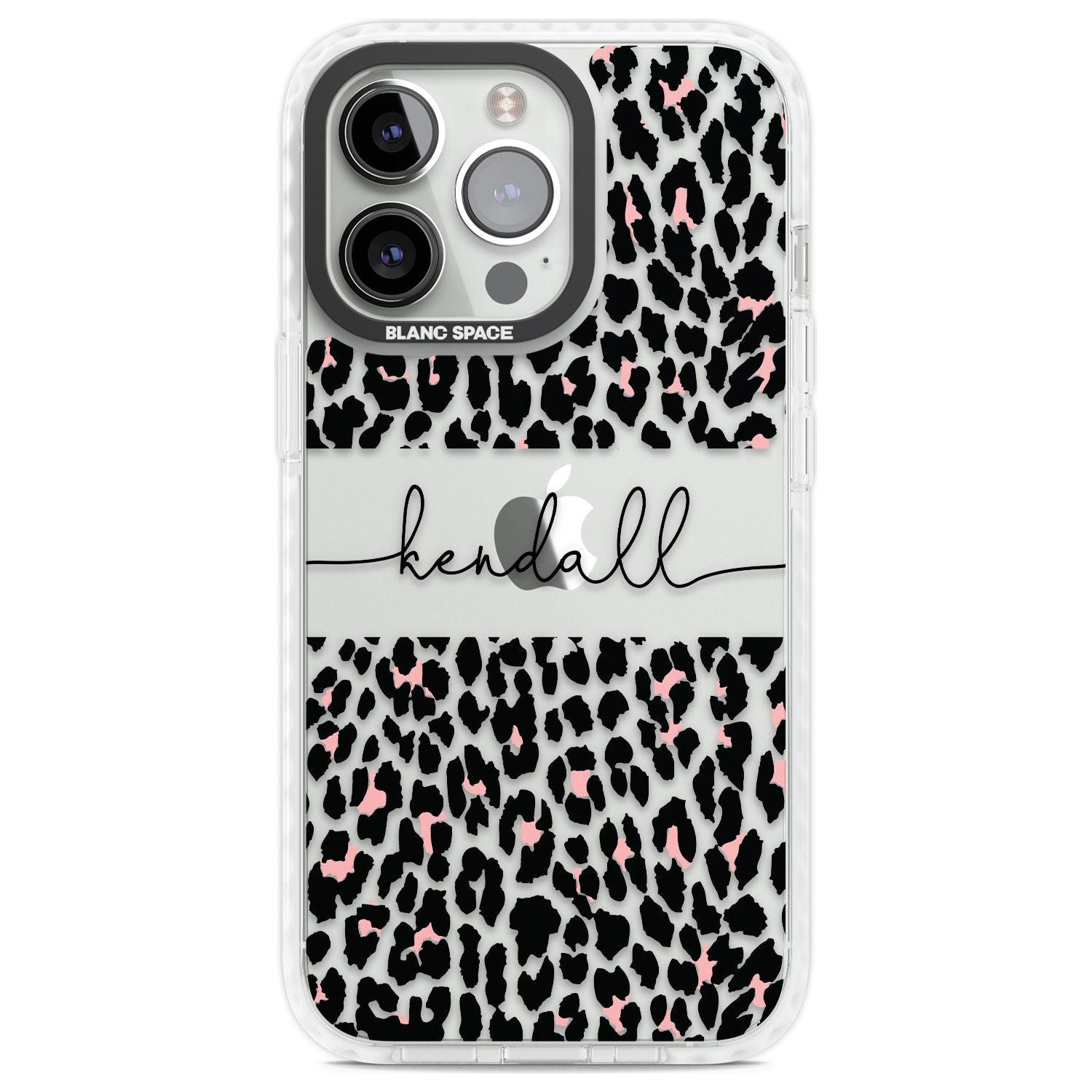 Personalised Pink & Cursive Leopard Spots Custom Phone Case iPhone 13 Pro / Impact Case,iPhone 14 Pro / Impact Case,iPhone 15 Pro Max / Impact Case,iPhone 15 Pro / Impact Case Blanc Space