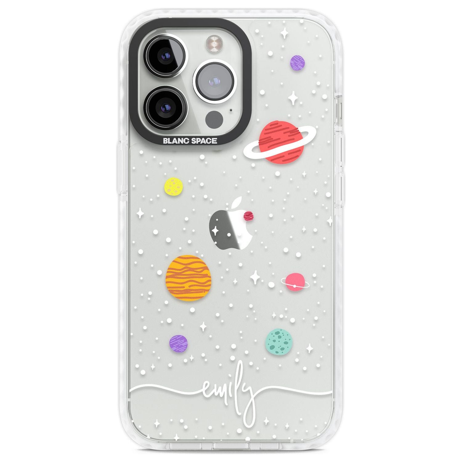 Personalised Cute Cartoon Planets (Clear) Phone Case iPhone 13 Pro / Impact Case,iPhone 14 Pro / Impact Case,iPhone 15 Pro Max / Impact Case,iPhone 15 Pro / Impact Case Blanc Space