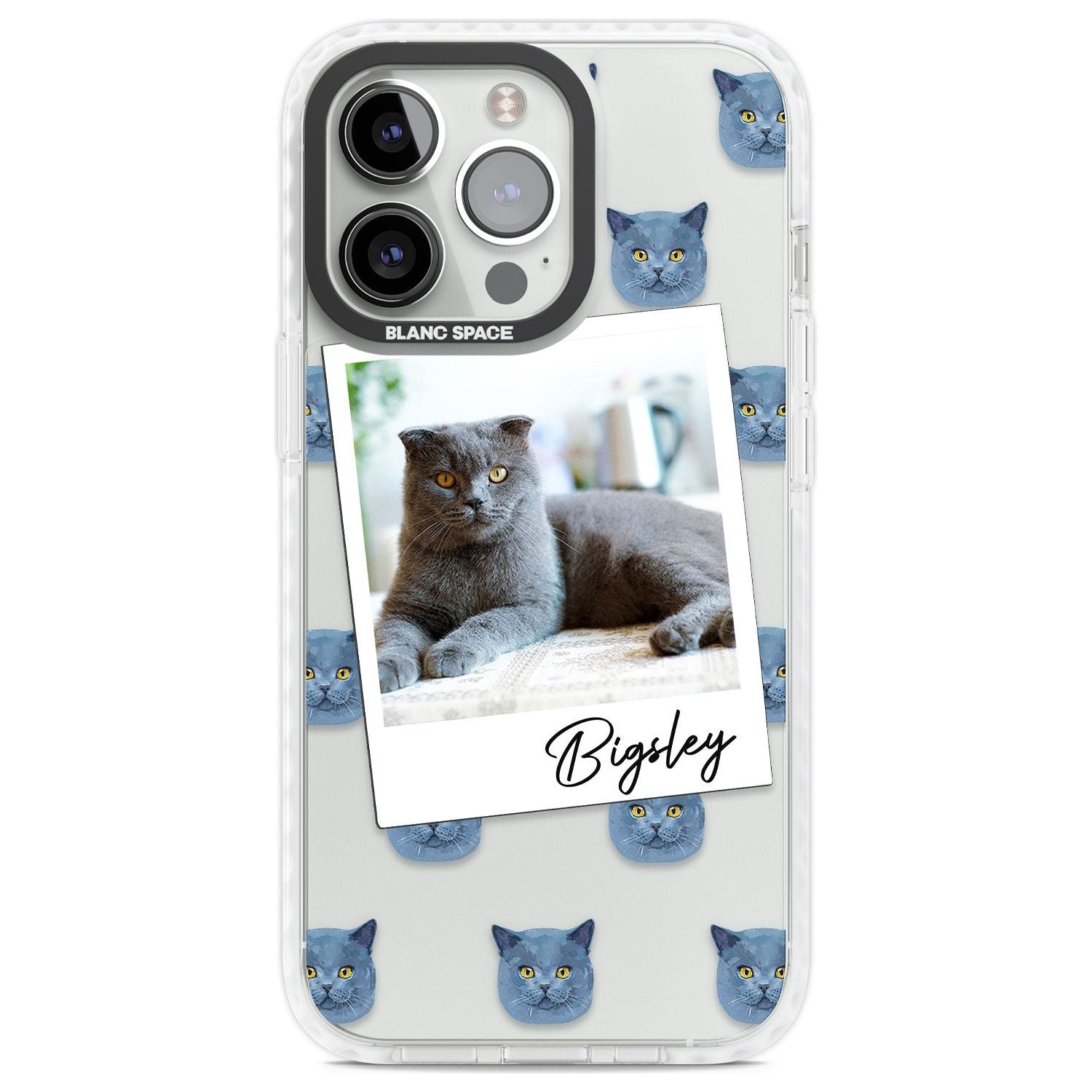 Personalised English Blue Cat Photo Custom Phone Case iPhone 13 Pro / Impact Case,iPhone 14 Pro / Impact Case,iPhone 15 Pro Max / Impact Case,iPhone 15 Pro / Impact Case Blanc Space