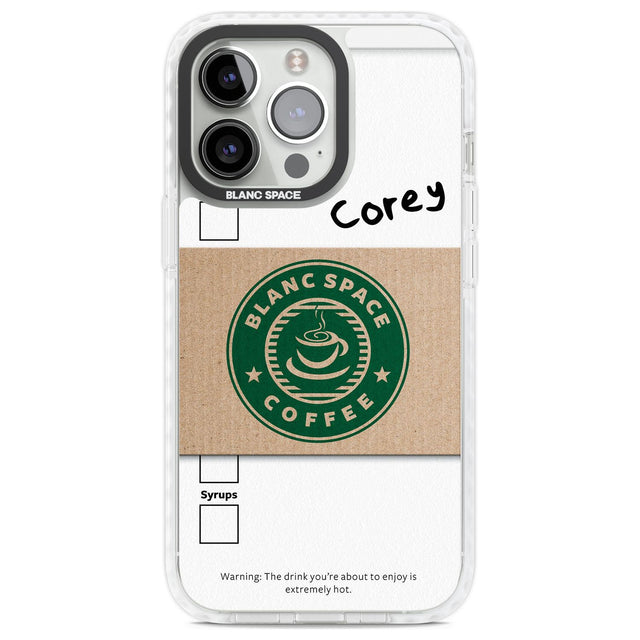 Personalised Coffee Cup Custom Phone Case iPhone 13 Pro / Impact Case,iPhone 14 Pro / Impact Case,iPhone 15 Pro Max / Impact Case,iPhone 15 Pro / Impact Case Blanc Space