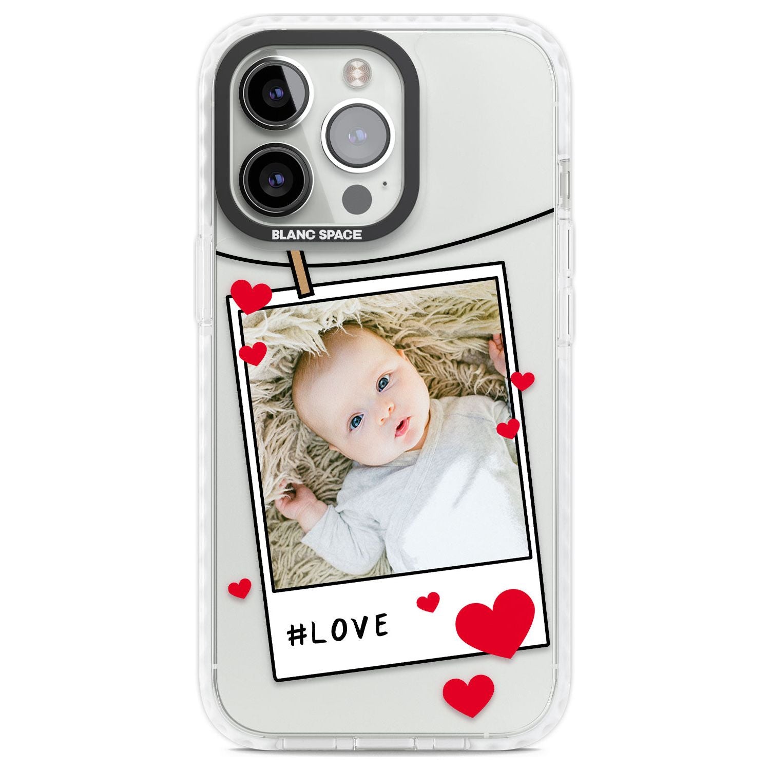Personalised Love Instant Film Photo Custom Phone Case iPhone 13 Pro / Impact Case,iPhone 14 Pro / Impact Case,iPhone 15 Pro Max / Impact Case,iPhone 15 Pro / Impact Case Blanc Space