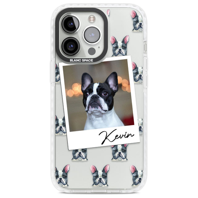 Personalised French Bulldog, Black & White - Dog Photo Custom Phone Case iPhone 13 Pro / Impact Case,iPhone 14 Pro / Impact Case,iPhone 15 Pro Max / Impact Case,iPhone 15 Pro / Impact Case Blanc Space