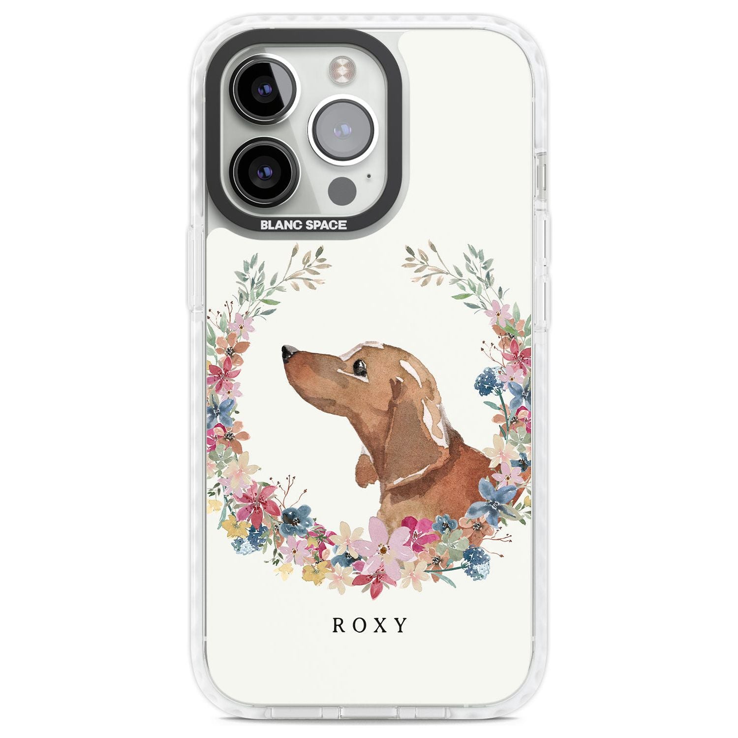Personalised Tan Dachshund - Watercolour Dog Portrait Custom Phone Case iPhone 13 Pro / Impact Case,iPhone 14 Pro / Impact Case,iPhone 15 Pro Max / Impact Case,iPhone 15 Pro / Impact Case Blanc Space