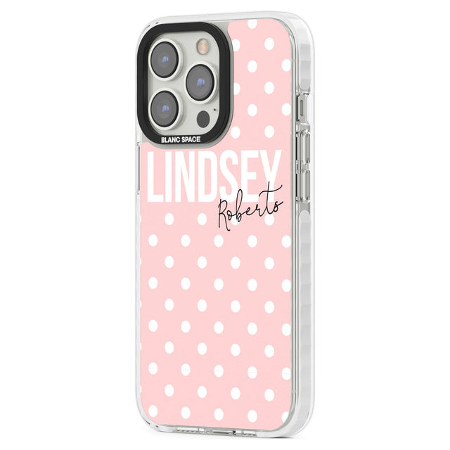 Personalised Pink Polka Custom Phone Case iPhone 15 Pro Max / Black Impact Case,iPhone 15 Plus / Black Impact Case,iPhone 15 Pro / Black Impact Case,iPhone 15 / Black Impact Case,iPhone 15 Pro Max / Impact Case,iPhone 15 Plus / Impact Case,iPhone 15 Pro / Impact Case,iPhone 15 / Impact Case,iPhone 15 Pro Max / Magsafe Black Impact Case,iPhone 15 Plus / Magsafe Black Impact Case,iPhone 15 Pro / Magsafe Black Impact Case,iPhone 15 / Magsafe Black Impact Case,iPhone 14 Pro Max / Black Impact Case,iPhone 14 Plu