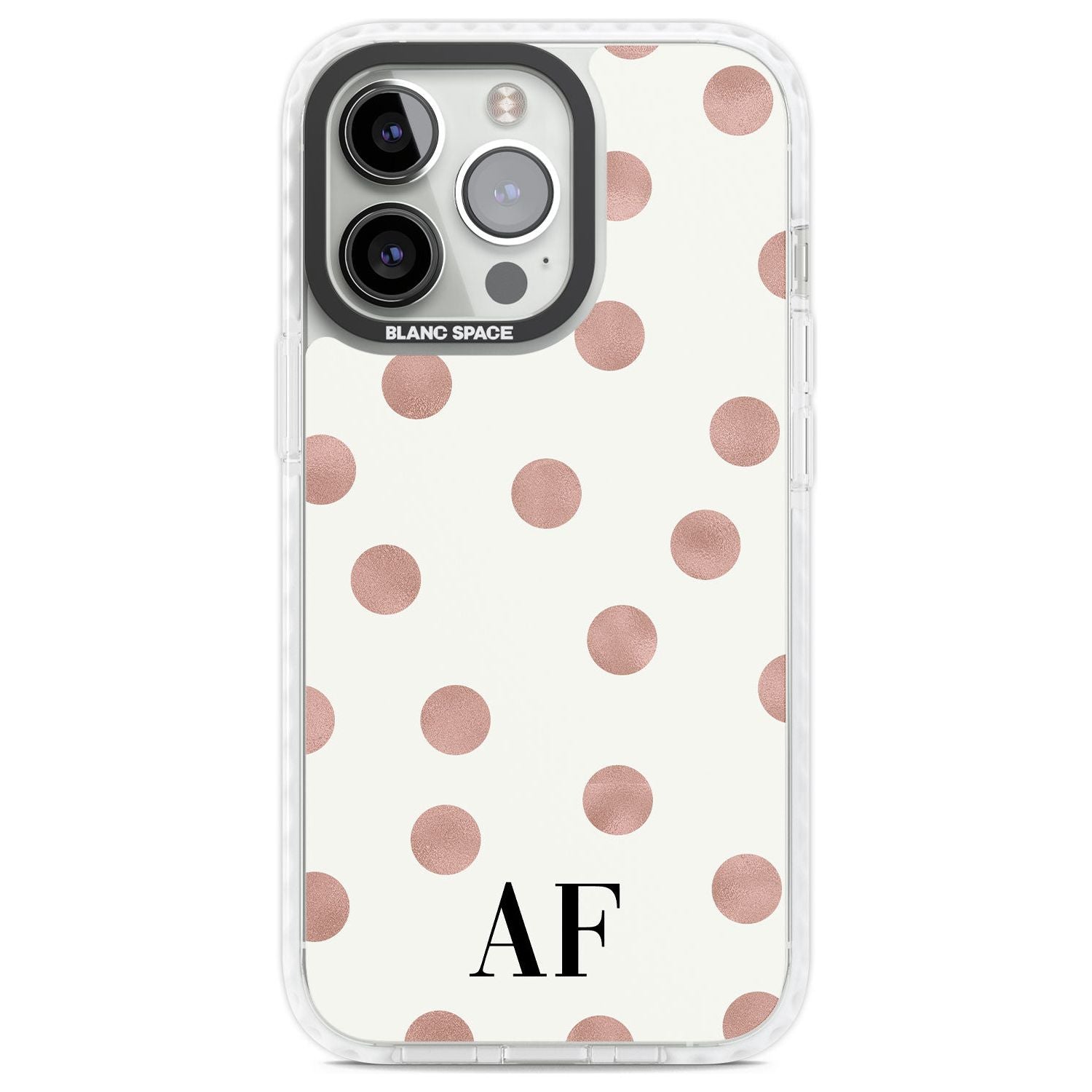 Personalised Initials & Dots Custom Phone Case iPhone 13 Pro / Impact Case,iPhone 14 Pro / Impact Case,iPhone 15 Pro Max / Impact Case,iPhone 15 Pro / Impact Case Blanc Space