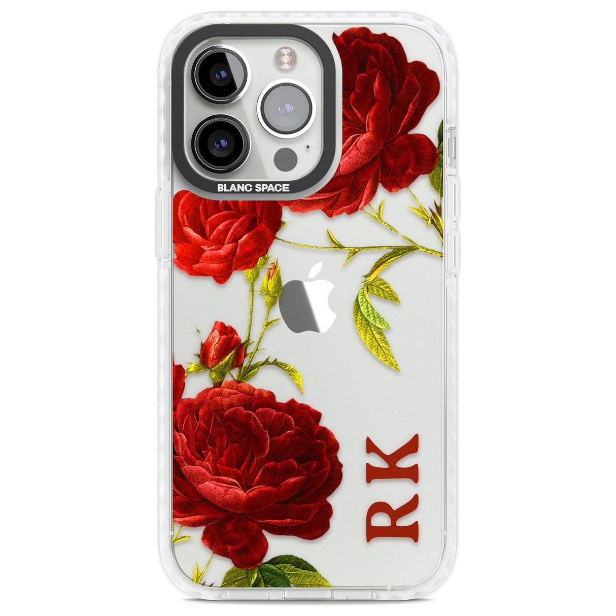 Personalised Clear Vintage Floral Red Roses Custom Phone Case iPhone 13 Pro / Impact Case,iPhone 14 Pro / Impact Case,iPhone 15 Pro Max / Impact Case,iPhone 15 Pro / Impact Case Blanc Space