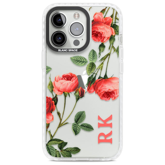 Personalised Clear Vintage Floral Pink Roses Custom Phone Case iPhone 13 Pro / Impact Case,iPhone 14 Pro / Impact Case,iPhone 15 Pro Max / Impact Case,iPhone 15 Pro / Impact Case Blanc Space