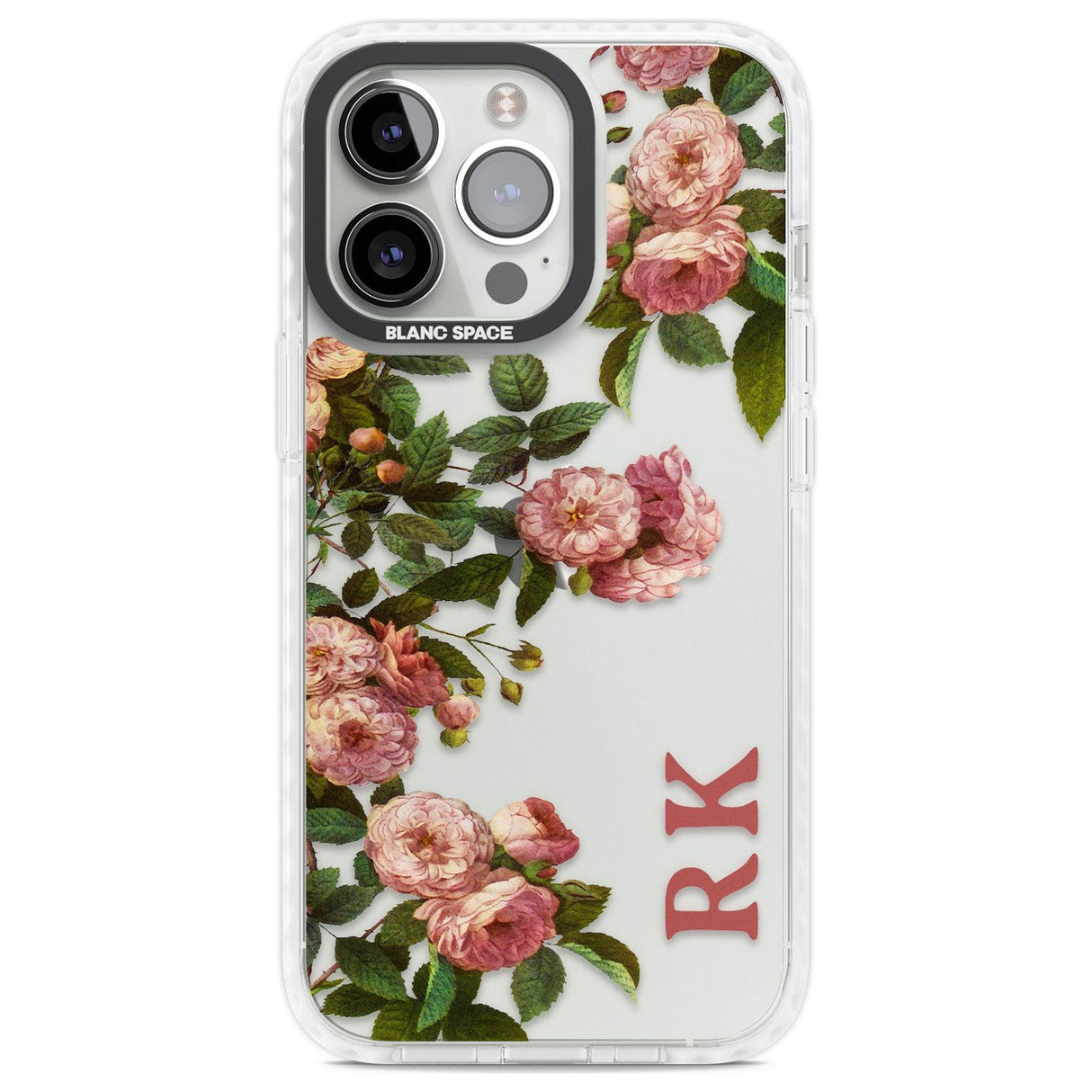 Personalised Clear Vintage Floral Pink Garden Roses Custom Phone Case iPhone 13 Pro / Impact Case,iPhone 14 Pro / Impact Case,iPhone 15 Pro Max / Impact Case,iPhone 15 Pro / Impact Case Blanc Space