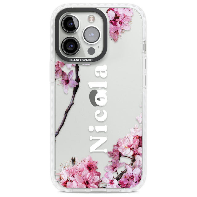 Personalised Cherry Blossoms with Text Custom Phone Case iPhone 13 Pro / Impact Case,iPhone 14 Pro / Impact Case,iPhone 15 Pro Max / Impact Case,iPhone 15 Pro / Impact Case Blanc Space