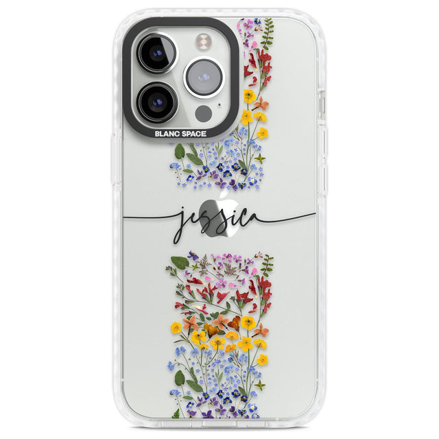 Personalised Wildflower Floral Stripe Personalised Custom Phone Case iPhone 13 Pro / Impact Case,iPhone 14 Pro / Impact Case,iPhone 15 Pro Max / Impact Case,iPhone 15 Pro / Impact Case Blanc Space