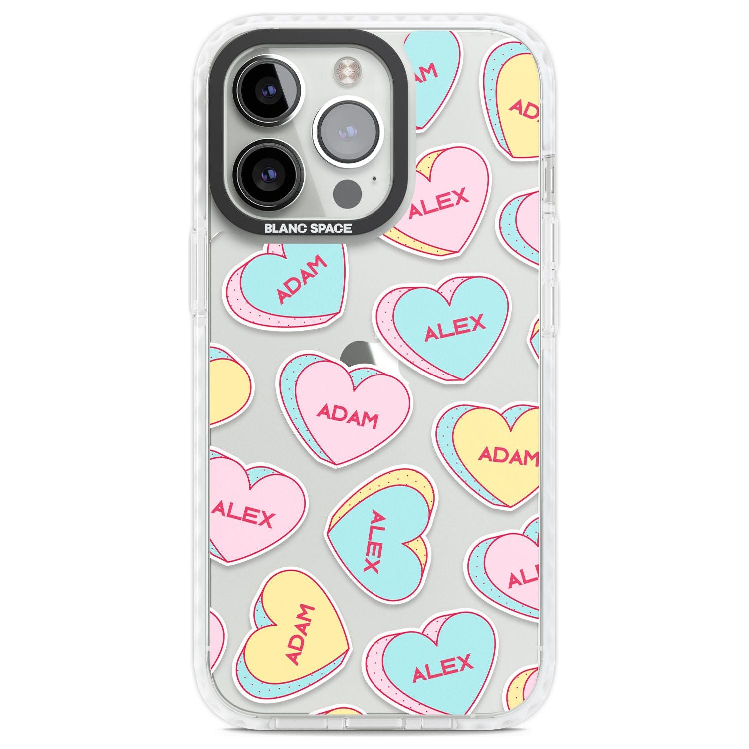 Personalised Text Love Hearts Custom Phone Case iPhone 13 Pro / Impact Case,iPhone 14 Pro / Impact Case,iPhone 15 Pro Max / Impact Case,iPhone 15 Pro / Impact Case Blanc Space