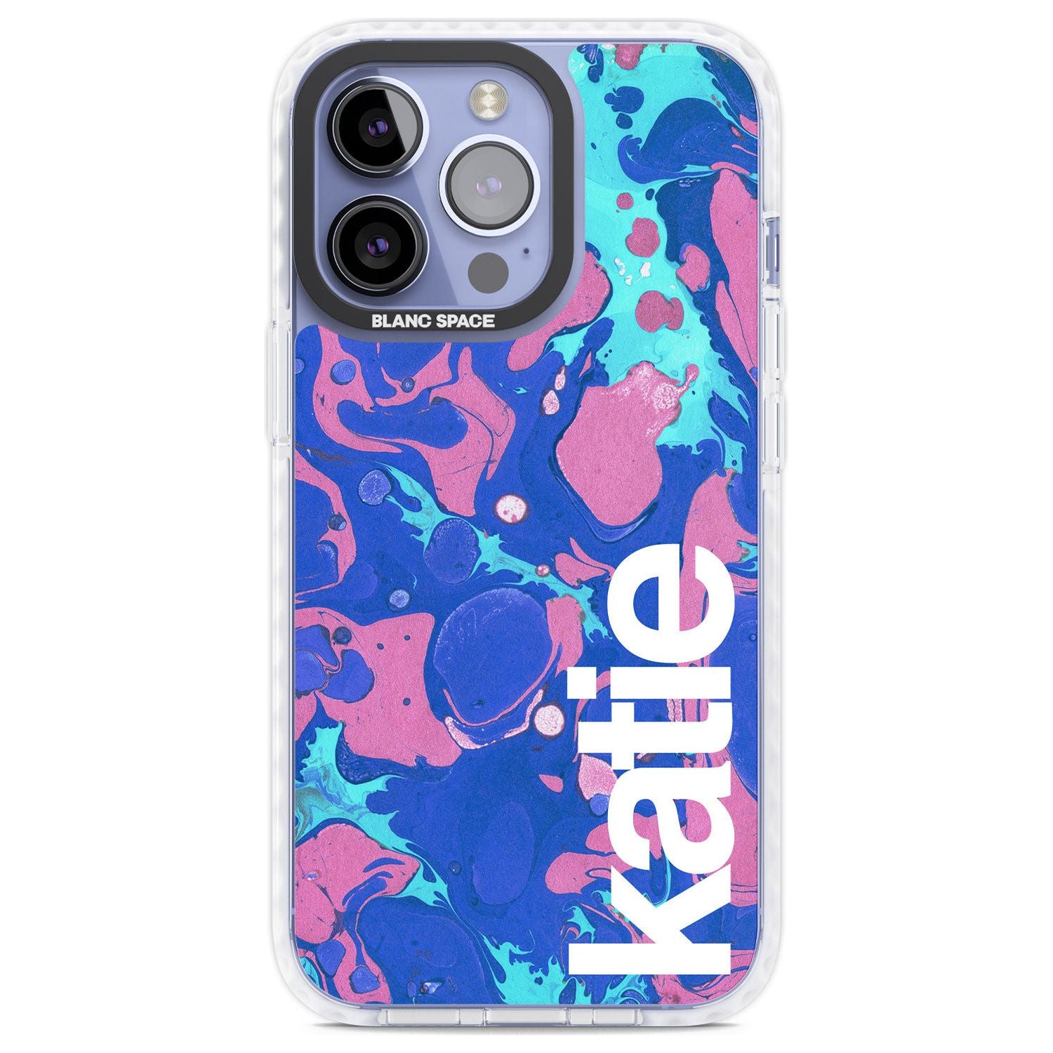 Personalised Navy, Turquoise + Purple - Marbled Custom Phone Case iPhone 13 Pro / Impact Case,iPhone 14 Pro / Impact Case,iPhone 15 Pro Max / Impact Case,iPhone 15 Pro / Impact Case Blanc Space
