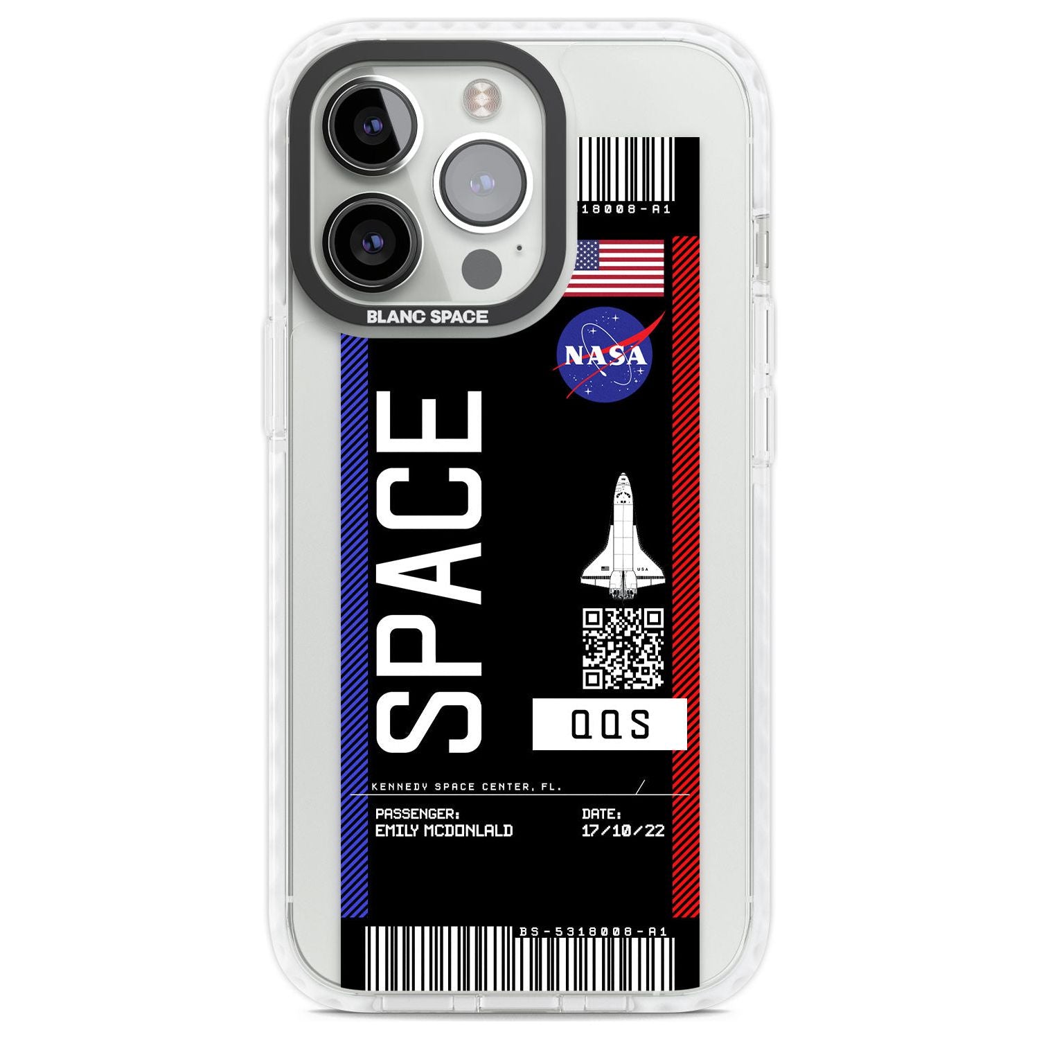 Personalised NASA Boarding Pass (Dark) Custom Phone Case iPhone 13 Pro / Impact Case,iPhone 14 Pro / Impact Case,iPhone 15 Pro Max / Impact Case,iPhone 15 Pro / Impact Case Blanc Space