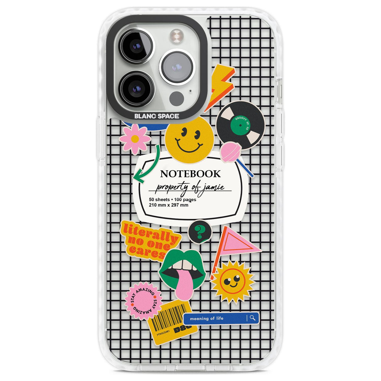 Personalised Sticker Mix on Grid Custom Phone Case iPhone 13 Pro / Impact Case,iPhone 14 Pro / Impact Case,iPhone 15 Pro Max / Impact Case,iPhone 15 Pro / Impact Case Blanc Space