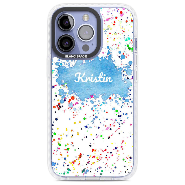 Personalised Rainbow Paint Splatter Custom Phone Case iPhone 13 Pro / Impact Case,iPhone 14 Pro / Impact Case,iPhone 15 Pro Max / Impact Case,iPhone 15 Pro / Impact Case Blanc Space