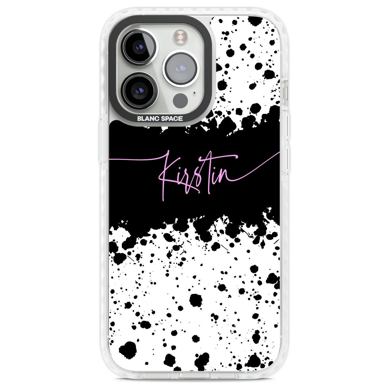 Personalised Black & White Paint Splatters Custom Phone Case iPhone 13 Pro / Impact Case,iPhone 14 Pro / Impact Case,iPhone 15 Pro Max / Impact Case,iPhone 15 Pro / Impact Case Blanc Space