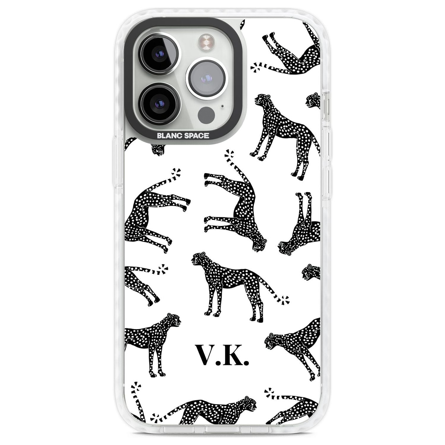 Personalised Cheetah Black & White Custom Phone Case iPhone 13 Pro / Impact Case,iPhone 14 Pro / Impact Case,iPhone 15 Pro Max / Impact Case,iPhone 15 Pro / Impact Case Blanc Space