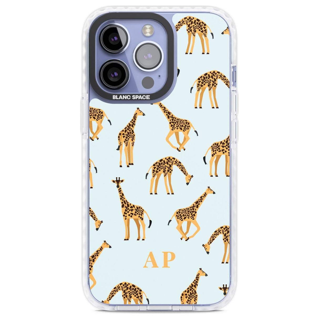 Personalised Safari Giraffe Pattern on Blue Custom Phone Case iPhone 13 Pro / Impact Case,iPhone 14 Pro / Impact Case,iPhone 15 Pro Max / Impact Case,iPhone 15 Pro / Impact Case Blanc Space