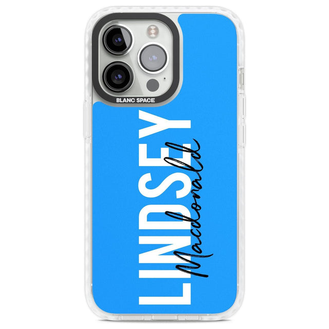 Personalised Bold Name: Blue Custom Phone Case iPhone 13 Pro / Impact Case,iPhone 14 Pro / Impact Case,iPhone 15 Pro Max / Impact Case,iPhone 15 Pro / Impact Case Blanc Space