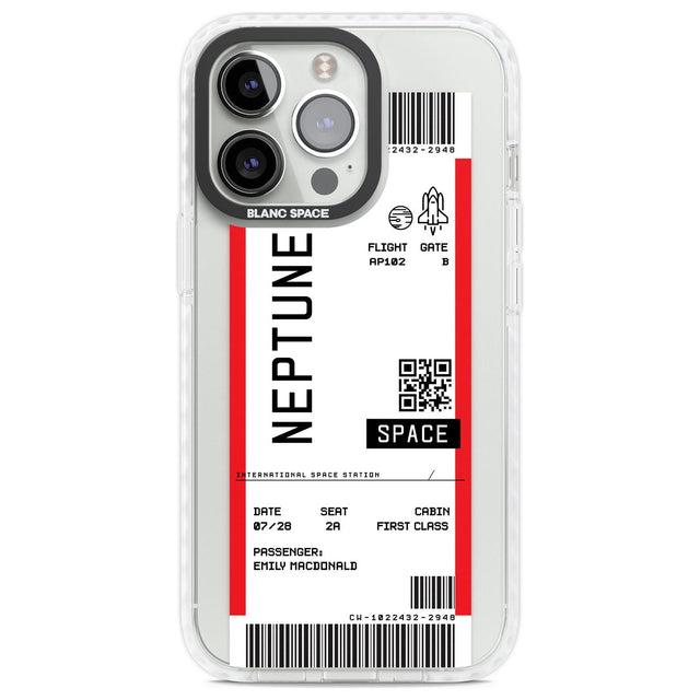 Personalised Neptune Space Travel Ticket Custom Phone Case iPhone 13 Pro / Impact Case,iPhone 14 Pro / Impact Case,iPhone 15 Pro Max / Impact Case,iPhone 15 Pro / Impact Case Blanc Space
