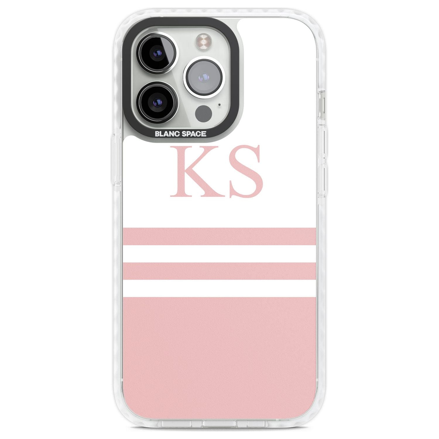 Personalised Minimal Pink Stripes & Initials Custom Phone Case iPhone 13 Pro / Impact Case,iPhone 14 Pro / Impact Case,iPhone 15 Pro Max / Impact Case,iPhone 15 Pro / Impact Case Blanc Space
