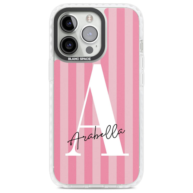 Personalised Pink on Pink Stripes Custom Phone Case iPhone 13 Pro / Impact Case,iPhone 14 Pro / Impact Case,iPhone 15 Pro Max / Impact Case,iPhone 15 Pro / Impact Case Blanc Space