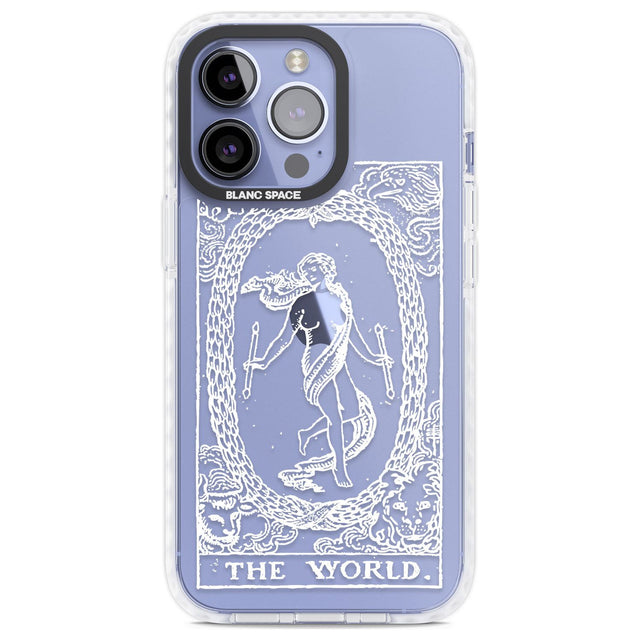 Personalised The World Tarot Card - White Transparent Custom Phone Case iPhone 13 Pro / Impact Case,iPhone 14 Pro / Impact Case,iPhone 15 Pro Max / Impact Case,iPhone 15 Pro / Impact Case Blanc Space