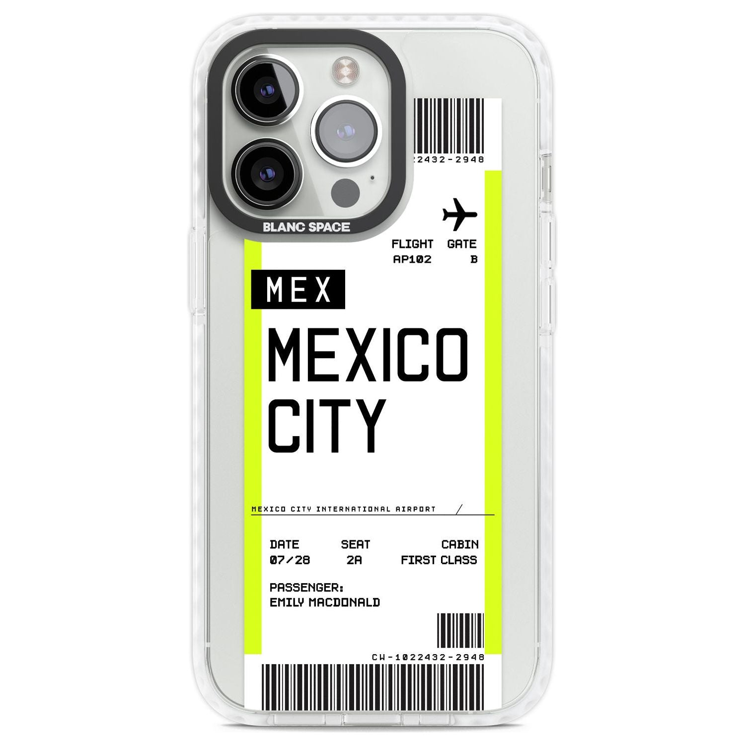 Personalised Mexico City Boarding Pass Custom Phone Case iPhone 13 Pro / Impact Case,iPhone 14 Pro / Impact Case,iPhone 15 Pro Max / Impact Case,iPhone 15 Pro / Impact Case Blanc Space