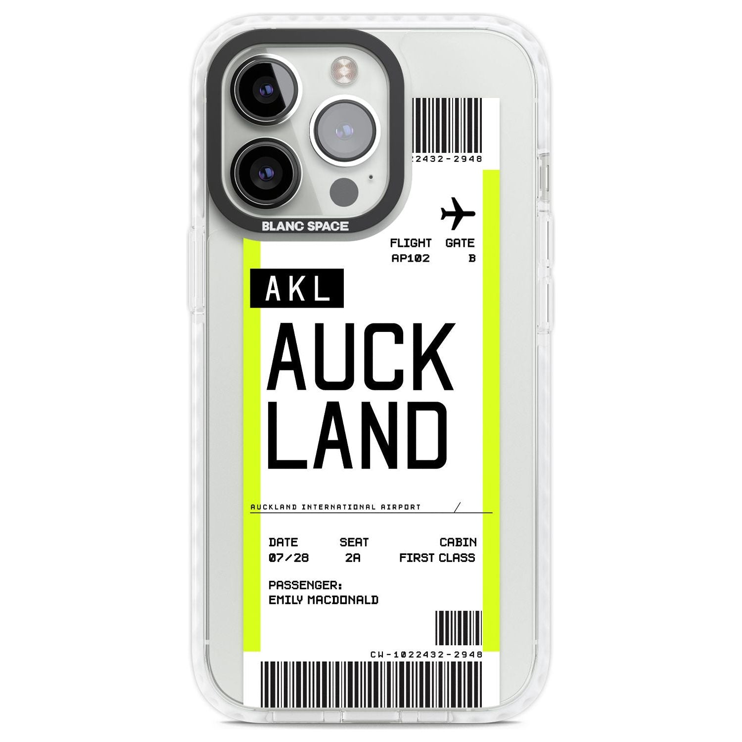 Personalised Auckland Boarding Pass Custom Phone Case iPhone 13 Pro / Impact Case,iPhone 14 Pro / Impact Case,iPhone 15 Pro Max / Impact Case,iPhone 15 Pro / Impact Case Blanc Space