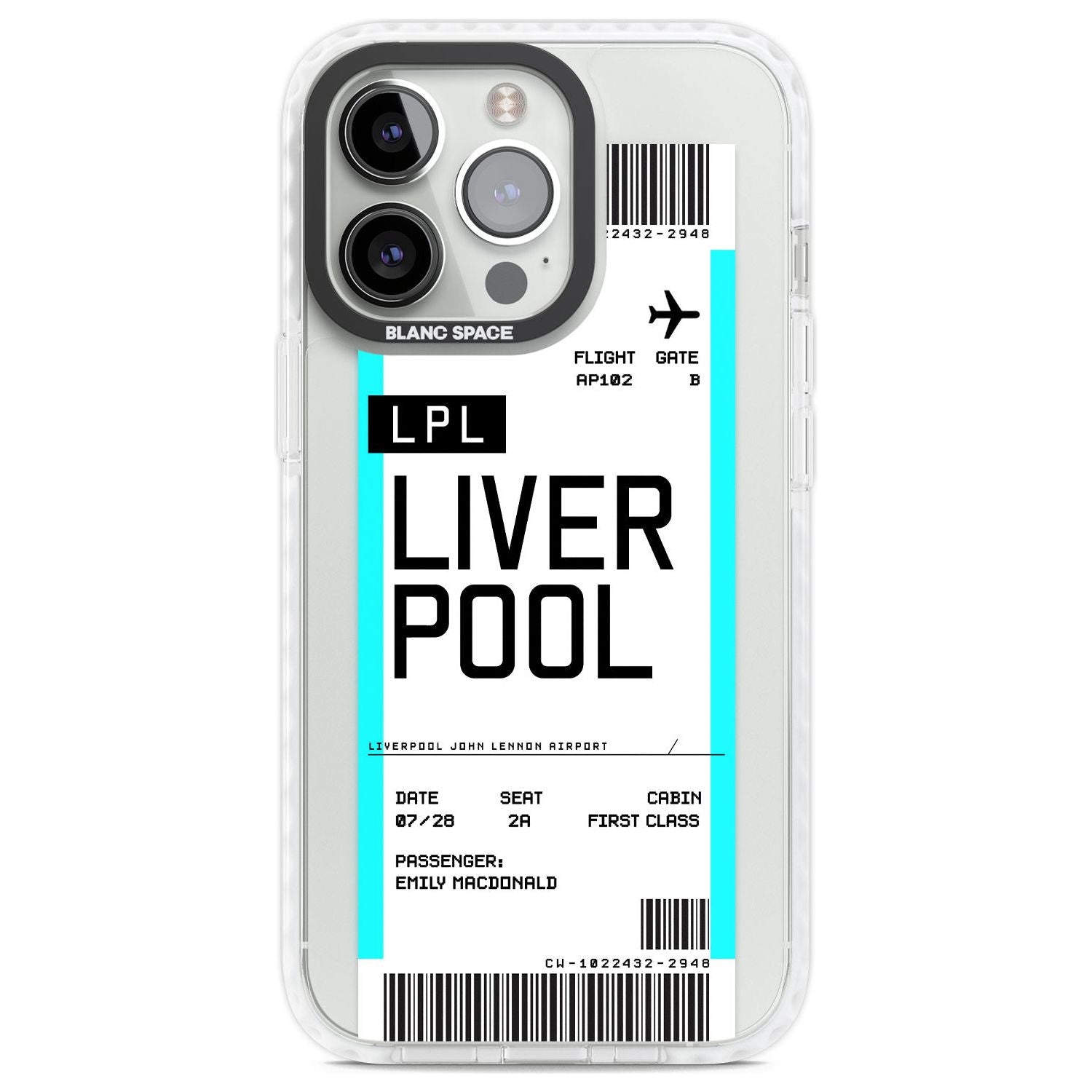 Personalised Liverpool Boarding Pass Custom Phone Case iPhone 13 Pro / Impact Case,iPhone 14 Pro / Impact Case,iPhone 15 Pro Max / Impact Case,iPhone 15 Pro / Impact Case Blanc Space
