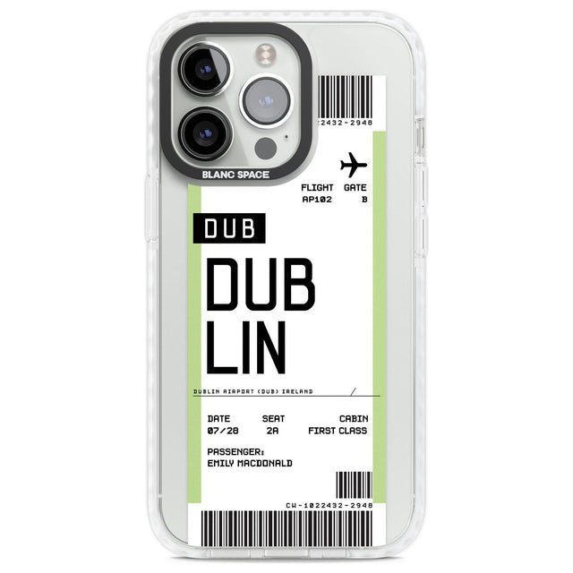 Personalised Dublin Boarding Pass Custom Phone Case iPhone 13 Pro / Impact Case,iPhone 14 Pro / Impact Case,iPhone 15 Pro Max / Impact Case,iPhone 15 Pro / Impact Case Blanc Space