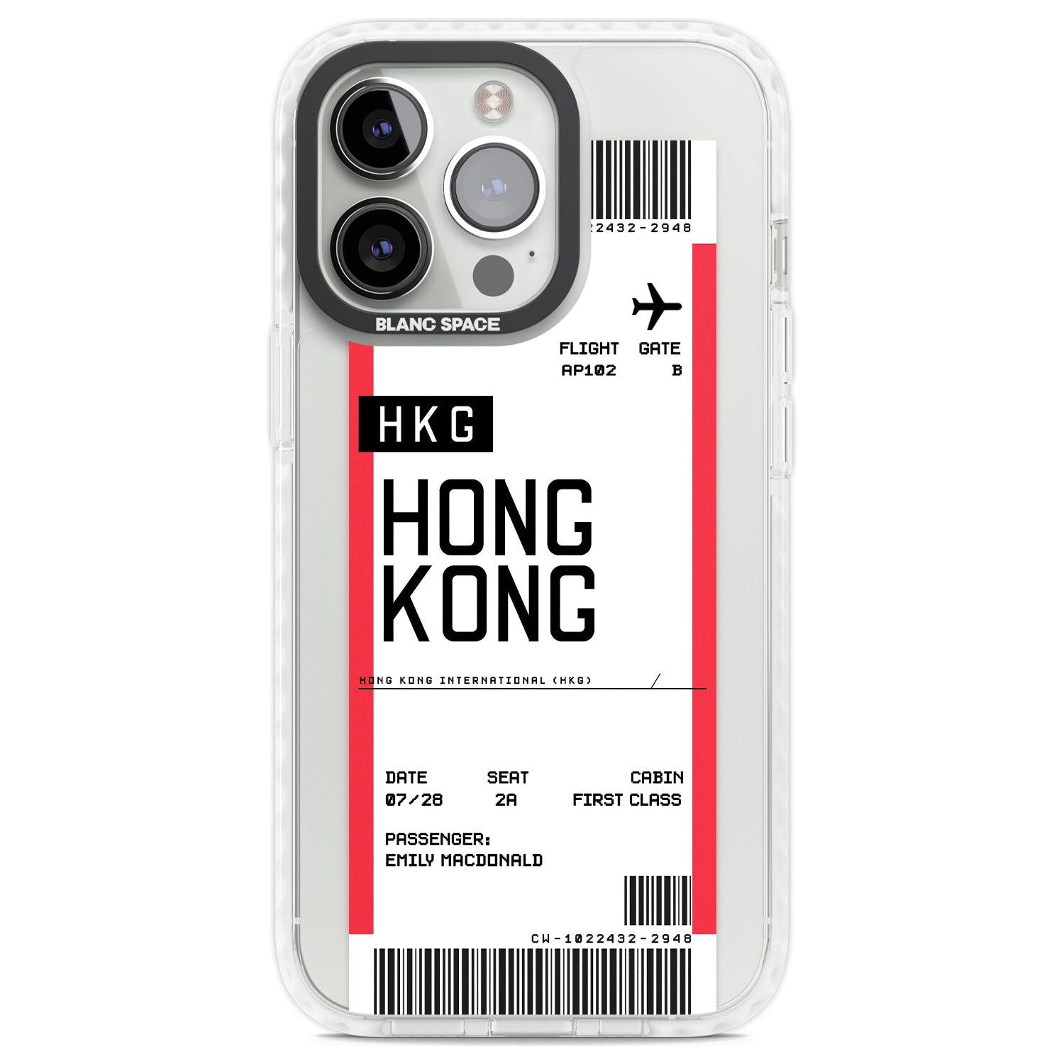 Personalised Hong Kong Boarding Pass Custom Phone Case iPhone 13 Pro / Impact Case,iPhone 14 Pro / Impact Case,iPhone 15 Pro Max / Impact Case,iPhone 15 Pro / Impact Case Blanc Space