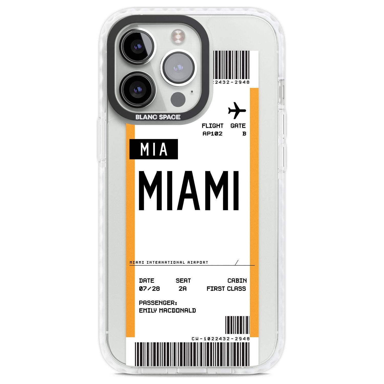 Personalised Miami Boarding Pass Custom Phone Case iPhone 13 Pro / Impact Case,iPhone 14 Pro / Impact Case,iPhone 15 Pro Max / Impact Case,iPhone 15 Pro / Impact Case Blanc Space