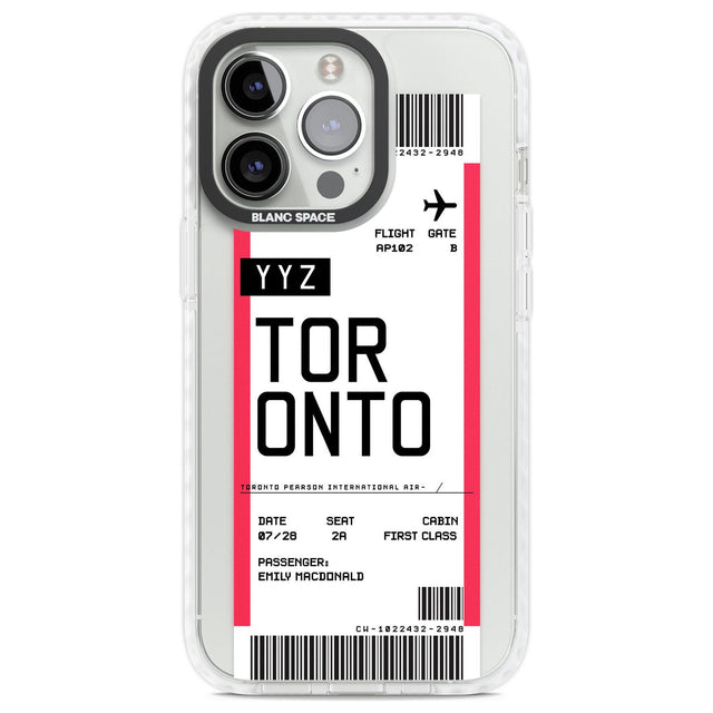 Personalised Toronto Boarding Pass Custom Phone Case iPhone 13 Pro / Impact Case,iPhone 14 Pro / Impact Case,iPhone 15 Pro Max / Impact Case,iPhone 15 Pro / Impact Case Blanc Space