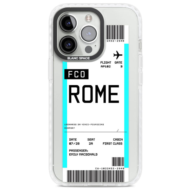 Personalised Rome Boarding Pass Custom Phone Case iPhone 13 Pro / Impact Case,iPhone 14 Pro / Impact Case,iPhone 15 Pro Max / Impact Case,iPhone 15 Pro / Impact Case Blanc Space