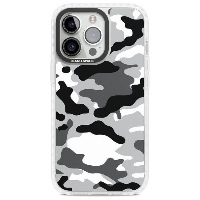 Grey Black Urban Camo Phone Case iPhone 13 Pro / Impact Case,iPhone 14 Pro / Impact Case,iPhone 15 Pro / Impact Case,iPhone 15 Pro Max / Impact Case Blanc Space