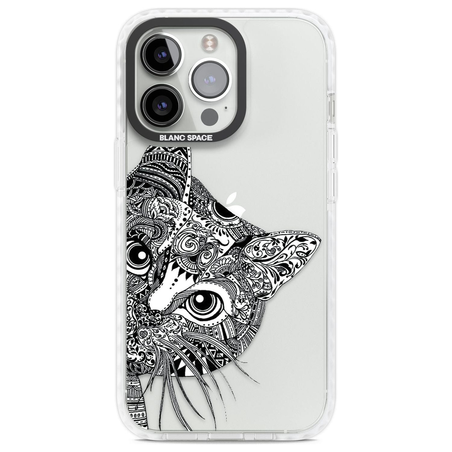 Henna Cat Phone Case iPhone 13 Pro / Impact Case,iPhone 14 Pro / Impact Case,iPhone 15 Pro / Impact Case,iPhone 15 Pro Max / Impact Case Blanc Space